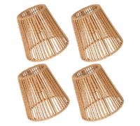 SUPVOX Lot de 4 Abat-jours Suspendus en Corde de Papier Tressée Marron, Petit Format, Compatibles Ampoules E27 et E14, Style Rustique Imitation Rotin, pour Salon, Chambre et Hôtel