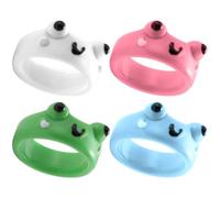 SUPVOX Lot de 4 Bagues en Résine Décoratives Grenouille pour Femmes Couleurs Vert Bleu Rose et Blanc Bagues de Personnalité Mignonnes et Légères pour Fêtes et Déguisements