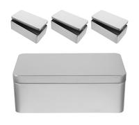 SUPVOX Lot de 4 boîtes vides en fer-blanc - Bonbonnières rectangulaires argentées, petites boîtes à biscuits portables pour Noël, chocolats, articles de papeterie, organiseur de clés de voiture