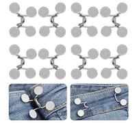 SUPVOX Lot de 4 boutons de taille fine pour jeans, réglables sans couture, boucles amovibles argentées, accessoire universel pour ajustement pantalon, réduction taille rapide et pratique
