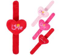 SUPVOX Lot de 4 Bracelets à Claquer en Peluche de Cœur Décoratifs Légers et Doux Taille Unique pour Saint-Valentin Présents de Fête Accessoires de Déguisement Bracelets Snap Band