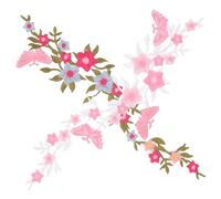 SUPVOX Lot de 4 Écussons Thermocollants à Fleurs Brodés pour Vêtements Patchs de Réparation en Tissu Coloris Bleu Lac et Rose Mini Fer à Repasser Inclus Décorations pour Manteaux