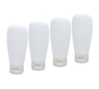 SUPVOX Lot de 4 Flacons Plastiques 60ml Blancs Couvercle à Clapet, Étanches et Réutilisables, en Pp, pour Maquillage et Voyage Outdoor