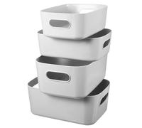 SUPVOX Lot de 4 Paniers de Rangement Gris, 2 Moyens et 2 Petits, en Plastique Perforé, Multifonctionnels Cuisine, Salle de Bain et Bureau, Organiseurs Pratiques pour Épices, Fournitures