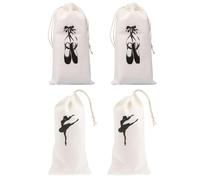 SUPVOX Lot de 4 Paquet à Cordon pour Chaussures de Danse Ballet en Tissu Noir, Pochettes de Rangement pour Chaussures Souples et Pointes, Organisateur Pratique pour Transport et Cours