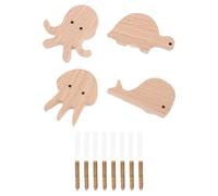 SUPVOX Lot de 4 Set de Crochets Muraux Multifonctions en Chêne Massif, Motifs Animaux Plats, Crochets à Vêtements et Chapeaux pour Chambre D’garçon et Filles et Rangement Mural Décoratif