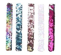 SUPVOX Lot De 5 Bracelets Slap Sirène Paillettes Multicolores Pour Garçon Et Filles, Flexibles Et Résistants, Accessoires De Fête D’anniversaire Et Noël