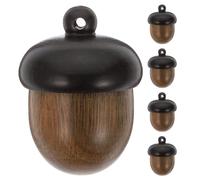 SUPVOX Lot de 5 Breloques Glands en Bois Bicolores Ouvrables Pendentifs Boîte en Bois Naturel avec Couvercle Décorations DIY pour Bijoux Porte-Clés et Créations Artisanales D’Automne
