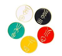 SUPVOX Lot de 5 Broches à Caractères Chinois en Alliage Doré Pin'S Amusants pour Hommes Ornements Culturels pour Paquet à Dos et Vêtements Accessoires Mode Symboliques des Cinq