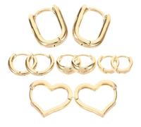 SUPVOX Lot de 5 Paires de Boucles d'Oreilles Créoles Dorées en Alliage Taille Moyenne Ensemble Minimaliste pour Femmes Bijoux en Or Adaptés à Toutes Occasions et Usage Quotidien