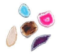 SUPVOX Lot de 5 Pendentifs en Agate Naturelle Percée pour Bijoux Diy, Tranches Colorées Pourpre, Bleu, Gris, Noir, Accessoires Décoratifs Élégants pour Festival et Porte-clés
