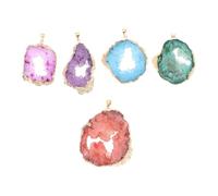 SUPVOX Lot de 5 Pendentifs Tranches D’agate Naturelle Multicolore, Breloques Pierre D’agate pour Création de Bijoux Diy, Décoration Artisanale, Fabrication de Bijoux, Couleur Aléatoire