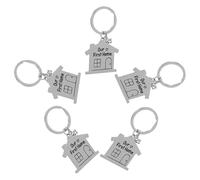 SUPVOX Lot de 5 Porte-clés en Acier Inoxydable Forme Maison 2026 Pendentifs « Première Maison » pour Paquet Présent de Pendaison de Crémaillère Couples Souvenir Solide