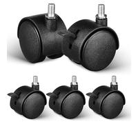 SUPVOX Lot de 5 Roulettes Pivotantes Frein 2 Pouces, Tige Filetée M8 en Polypropylène Résistant, pour Meubles, Chaises et Chariots, Adaptées Sols Durs et Usage Polyvalent
