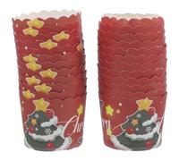 SUPVOX Lot de 50 Caissettes à Cupcakes en Papier Décorations de Gâteaux de Noël Rouge Étoiles Sapin, Emballage à Muffin Jetable pour Pâtisserie, Fête de Noël, Cuisson et Présentation