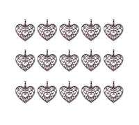 SUPVOX Lot de 50 pendentifs en forme de cœur en argent pour bijoux DIY argent, Métal, métal précieux, Pas gemme