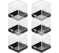 SUPVOX Lot de 6 Boîtes Transparentes pour Spécimens Minéraux, Boîte D'exposition Carrée 35x35x35 Mm Fond Noir, Vitrine Minérale Solide et Facile à Nettoyer, pour Collection et Rangement