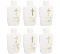 SUPVOX Lot de 6 Bouteilles d'eau Bénite de Pâques Rechargeables 60ml en Plastique Croix Dorée, Petits Contenants Catholiques pour Baptême, Exorcisme et Décoration Religieuse Maison