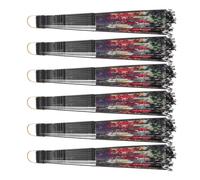 SUPVOX Lot de 6 Éventails Pliants Espagnols en Tissu de Soie Léger avec Bordure en Dentelle, Motifs Floraux Rouges, Cadre Plastique Noir, Accessoires Portables pour Mariage, Cosplay