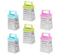 SUPVOX Lot de 6 Mini Râpes Multifonctions à Fromage en Acier Inoxydable, Râpe à Légumes Multi-usages 4 Faces, Couleurs Assorties Bleu, Vert Clair et Rose Fuchsia, Cuisine Maison