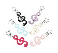 SUPVOX Lot de 6 Porte-clés Acrylique à Thème Musical Notes, Pois, Étoiles et Rayures, Accessoires Décoratifs pour Paquet et Clés, Présents Fête Anniversaire et Porte-clés Professeur