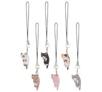 SUPVOX Lot de 6 Porte-Clés Pendentifs Chat en Alliage et Nylon Breloques Décoratives Mignonnes pour Paquet Bracelet et Téléphone Accessoires Légers et Résistants pour DIY et Présents
