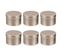 SUPVOX Lot de 6 Pots à Bougies DIY en Alliage D'aluminium 50 ML, Boîte Ronde Solide Mat Doré Couvercle Étanche, Contenant Cosmétique Vide pour Cire, Crème Contour des Yeux et Voyage