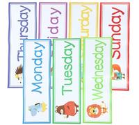 SUPVOX Lot de 7 Stickers Muraux Jours Semaine en Papier Repositionnables Décor Éducatif pour Salle de Classe Chambre D’Garçon et Filles et Salle de Jeux Autocollants Résistants à la