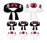 SUPVOX Lot de 8 Bandeaux Ninja en Coton Doux, Motifs Karaté et Sushi, Taille Unique, Accessoires Polyvalents pour Cosplay, Entraînement D'arts Martiaux et Fêtes Japonaises