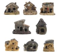 SUPVOX Lot de 8 Maisons Miniatures en Résine Gris Toiture, Micro-Paysage de Chalet Décoratif Extérieur, Figurines de Maison d'Extérieur pour Terrarium et Jardin, Ornement Vintage pour