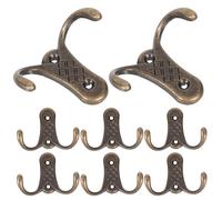 SUPVOX Lot de 8 Patères Murales Vintage en Alliage de Zinc, Double Crochet Porte-manteaux Robustes 57x77 Mm, Crochets Pratiques pour Salle de Bain, la Cuisine et Rangement D’armoire