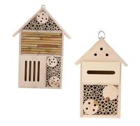 SUPVOX Maison à Insectes en Bois Suspendue 2 Pièces pour Abeilles Pollinisatrices, Abri Écologique pour Jardin, Favorise la Population Bénéfique