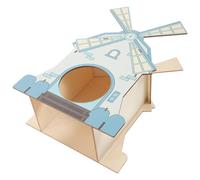 SUPVOX Maison de Hamster en Bois Bleue, Cachette Décorative pour Cage | Bords Arrondis, Toit en Escalier, Surface Lisse, Abri Chaud, Usage Toute L'année pour Petits Animaux