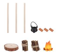 SUPVOX Maison de Poupée Ensemble Tas de Bois Réaliste Poêle Suspendu et Accessoires pour Décor de Jardin Féerique et Bricolage Campfire