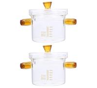 SUPVOX Marmite en Verre 2pcs Couvercle Double Poignée, Capacité 150ml, Chauffe Uniformément, Forte Conservation Chaleur, pour Cuisson de Soupe et Lait