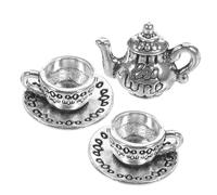 SUPVOX Miniature Tea Kettle Set Zinc Alloy Mini Théière Décorative avec Tasse Design Rétro Compact pour Cuisine et Collection
