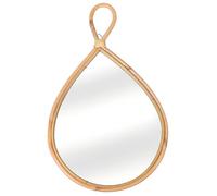 SUPVOX Miroir Mural Décoratif Tissé en Rotin Naturel, Forme Pendentif Bijou 28x45 Cm, Décoration Murale Bohème pour Salon, Chambre et Salle de Bain, Miroir de Maquillage Mural Élégant