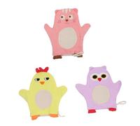 SUPVOX Moufles de Bain Bébé Motifs Animaux Doux et Absorbants, Coton Léger, pour Toilette Garçon et Filles en Lot de 3, Usage Quotidien et Voyage, pour Soin Bébé et Présent Naissance