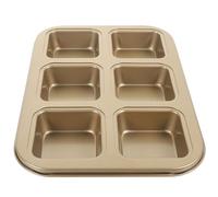 SUPVOX Moule à Carré Antiadhésif en Acier au Carbone Doré, 6 Cavités Mini pour Cuisson au Four, Lavable et Résistant la Chaleur, pour Pains, Muffins et Pâtisseries Maison