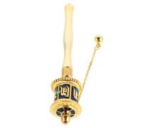 SUPVOX Moulin à Prières Tibétain Portatif Moyen en Alliage Peint Bleu Roue de Prière Manuelle à Double Roulement pour Contemplation et Décor Spirituel Bouddhiste à Main Portable