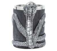 SUPVOX Mug en Acier Inoxydable Double Couche Argenté et Noir, Tasse à Thé et Café Pratique, Gobelet D'eau Portable Résistant la Chaleur, Design Serpent Original pour Maison et Bureau