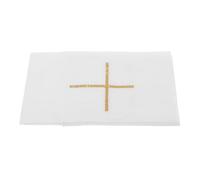 SUPVOX Nappe D'autel Blanche en Lin Brodé avec Croix pour Liturgie et Cérémonie Religieuse - Tissu Sacramentel pour Communion, Baptême et Messe - Linge D’église Purificatoire pour Usage