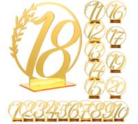 SUPVOX Numéros de Table Mariage en Acrylique Doré 1 à 20 Base, 10 X 10,5 Cm, Lot 20 Pièces, Décorations Élégantes pour Réception, Fête et Événement Spécial