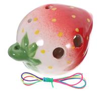 SUPVOX Ocarina Céramique Forme Fraise Rouge et Blanc pour Débutants Instrument à Vent Portable Céramique Résistante avec Partition et Corde Colorée Pratique pour Apprentissage Musical