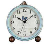 SUPVOX Ornement D'horloge de Bureau Vintage en Métal et Verre, Réveil Analogique Créatif, Décoration Pastorale pour Salon et Chambre, Horloge Rétro Pastorale Multifonctionnelle