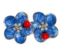 SUPVOX Paio de Boucles D'oreilles Puces Fleur Bleue, Argenté Plaqué, Légères et Délicates, Clous D'oreilles Femme, Bijoux pour Cérémonie et Usage Quotidien, 1 Paire