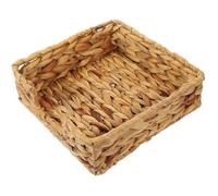 SUPVOX Panier de Rangement Carré Tressé en Paille D’eau 22x22x7 Cm, Organisateur pour Mouchoirs en Papier, Panier Multifonction Décoratif Naturel pour Bureau et Maison