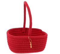 SUPVOX Panier de Rangement Rouge pour Mariage Poignée, en Fil de Coton Tressé, Petit Panier Décoratif pour Pétales, Bonbons et Collations, Décoration Festive pour Cérémonie et Fête
