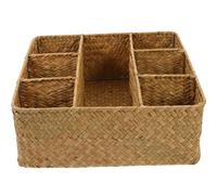 SUPVOX Panier de Rangement Tressé en Paille et Osier Naturel, Panier Multifonction pour Bureau Cuisine, Bac de Rangement Ouvert de Taille Moyenne, Organisateur pour Articles Divers