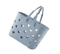 SUPVOX Panier Plastique Gris avec Poignée Ergonomique Panier de Rangement Ajouré de Cœur Conteneur Portable pour Shampooing et Articles de Salle de Bain Léger et Empilable